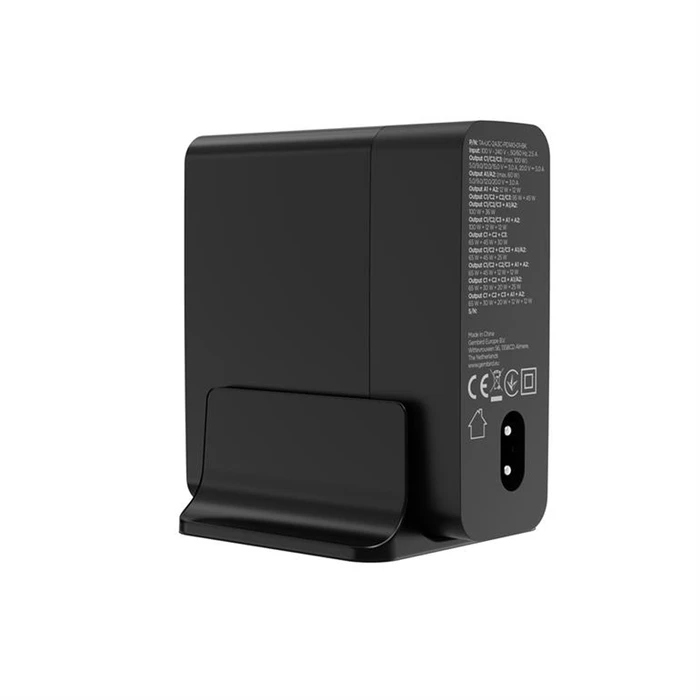 Gembird Βάση Φόρτισης GaN 5-Θυρών 140W (3x USB-C PD + 2x USB-A QC3.0) - Μαύρο (TA-UC-2A3C-PD140-01-BK)