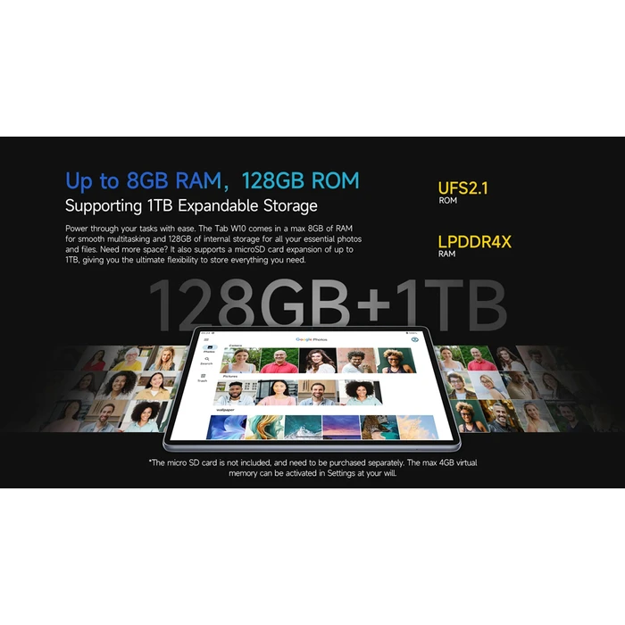 Tablet Ulefone Tab W10, 10.1" Hd+, 4/128Gb, 6600Mah, Android 14, Γκρι
