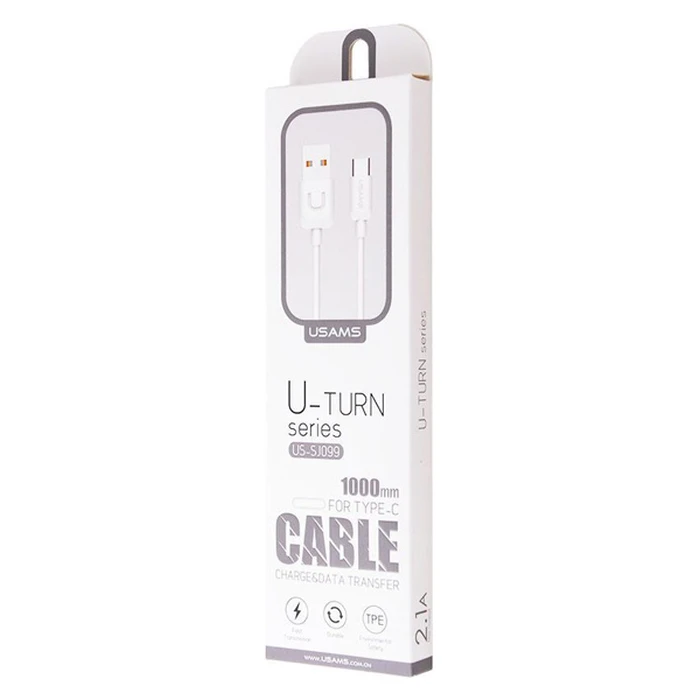Καλώδιο USB Usams USB-C σε USB US-SJ099, 2.1A, 1m, λευκό