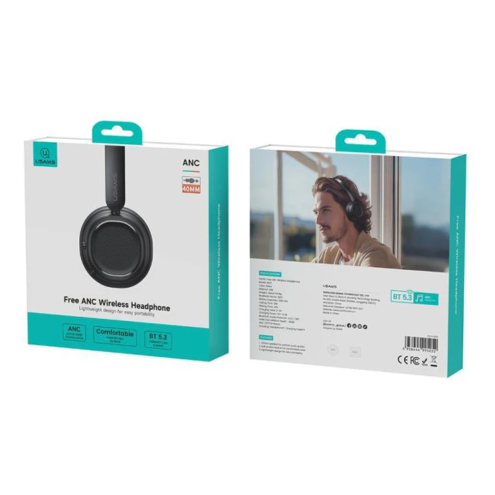 Usams SR01 Ασύρματα Bluetooth On Ear Ακουστικά με 40 ώρες Λειτουργίας Μαύρα
