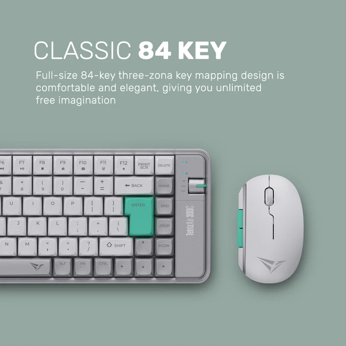 Alcatroz Tetriz Air 300C Wireless Keyboard (84-key US) & Mouse Set - Winter White