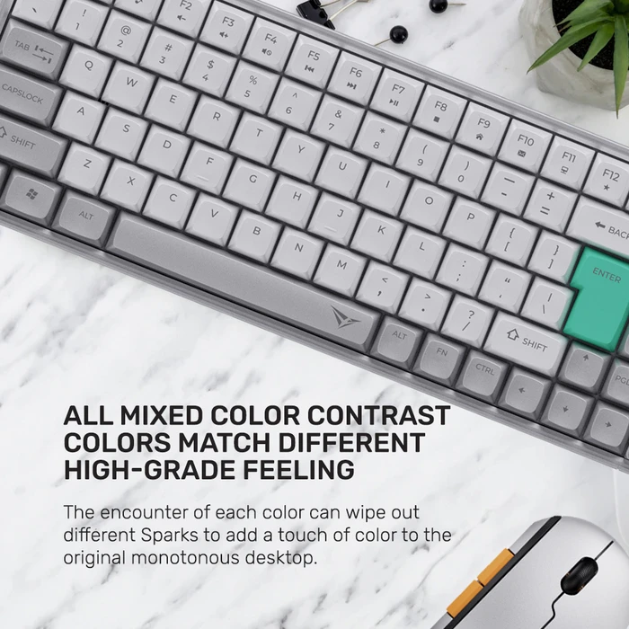 Alcatroz Tetriz Air 300C Wireless Keyboard (84-key US) & Mouse Set - Winter White