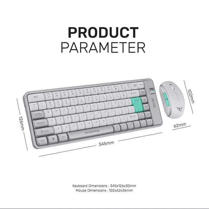 Alcatroz Tetriz Air 300C Wireless Keyboard (84-key US) & Mouse Set - Winter White