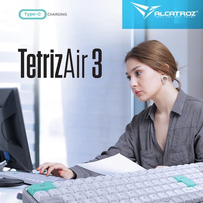 Alcatroz Tetriz Air 3 Ασύρματο Bluetooth Πληκτρολόγιο US Winter White