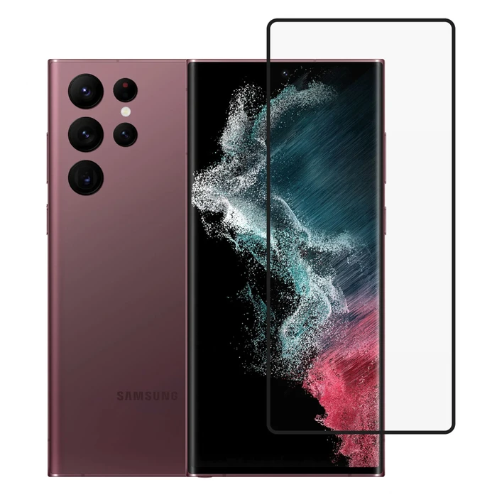 Screen Protector Powertech Tempered Glass 3D, full glue, Samsung S22 Ultra 5G, μαύρο