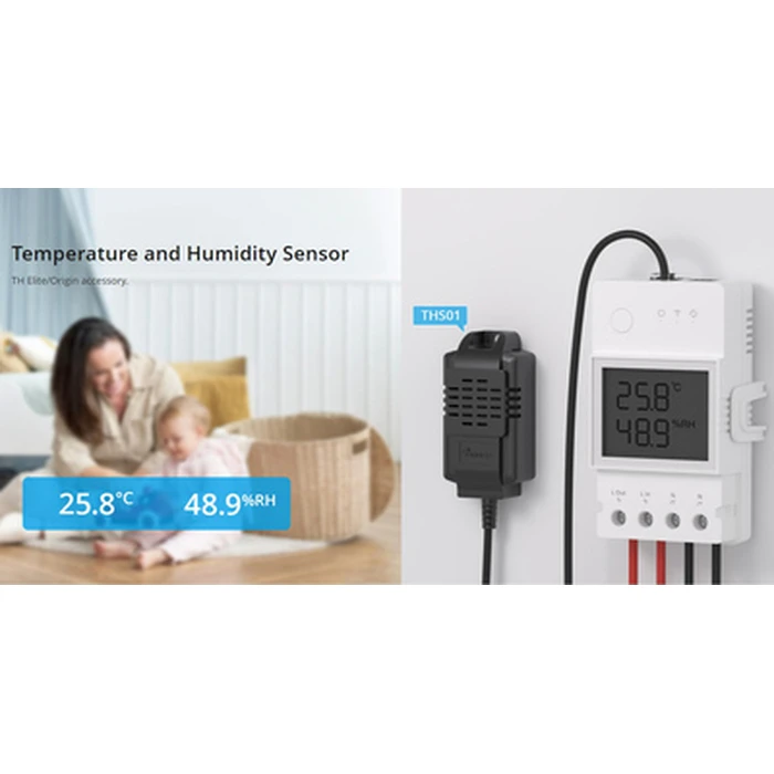 Αισθητήρας Θερμοκρασίας Sonoff & υγρασίας THS01, RJ11, 50cm, μαύρος
