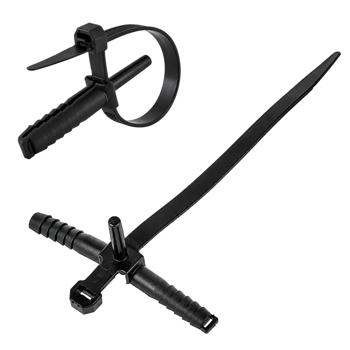 POWERTECH Cable Ties with Anchor TIES-084, 7x150mm, Black, 100 pcs