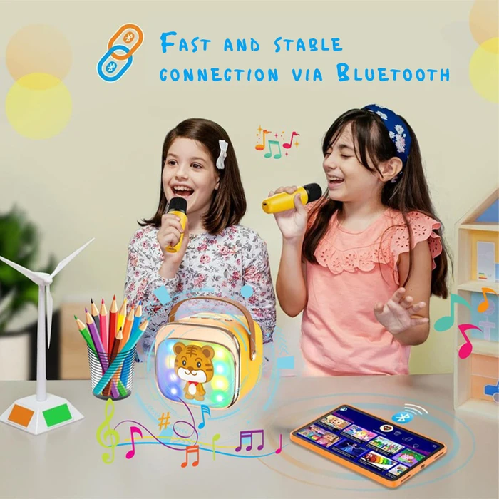 Karaoke Lamtech Bt5.4 Rgb Kid Speaker Yellow With Mic Tigronie