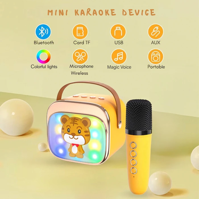 Karaoke Lamtech Bt5.4 Rgb Kid Speaker Yellow With Mic Tigronie