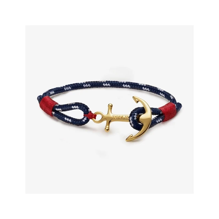 Βραχιόλι Unisex Tom Hope Tm0400 (17cm) Δερμάτινο, Textile, από Ατσάλι Golden