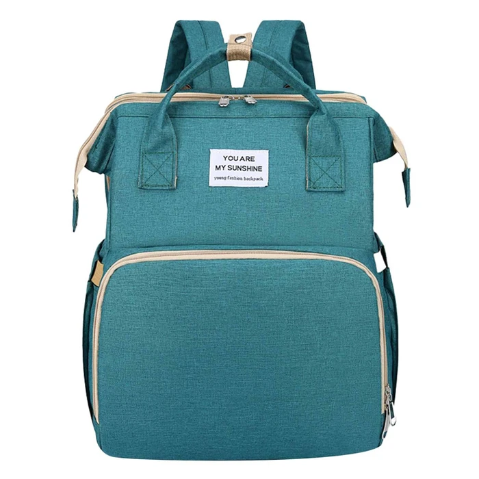 Τσάντα πλάτης 2 in 1 και παιδικό κρεβατάκι TMV-0050, αδιάβροχη, πράσινη