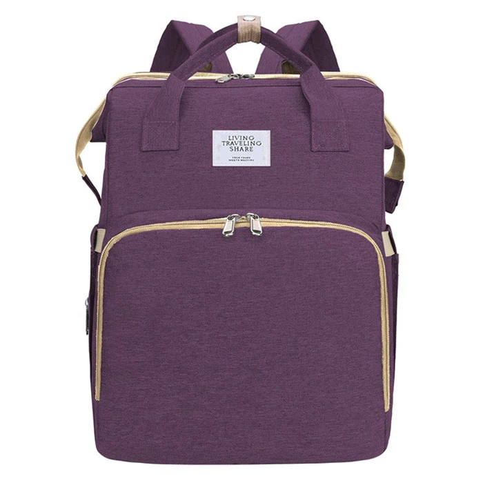 Τσάντα πλάτης 2 in 1 και παιδικό κρεβατάκι TMV-0051, αδιάβροχη, μωβ