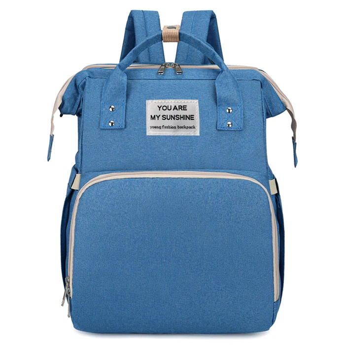 Τσάντα πλάτης 2 in 1 και παιδικό κρεβατάκι TMV-0052, αδιάβροχη, μπλε