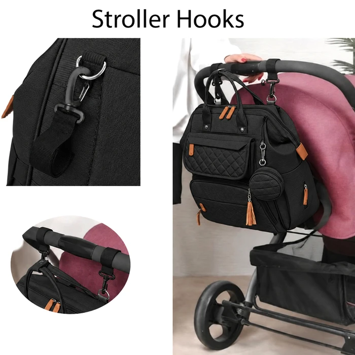 Baby Changing Backpack with Changing Mat TMV-0067, 32x15x40 cm, Black - UNBRANDED