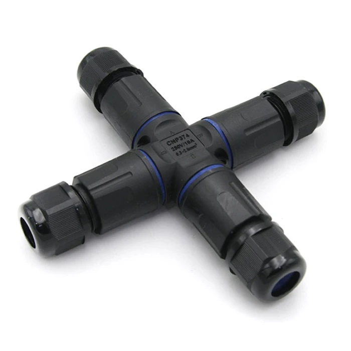 POWERTECH αδιάβροχος σύνδεσμος καλωδίων τροφοδοσίας TOOL-0114 τύπου σταυρός 3pin IP68 μαύρος