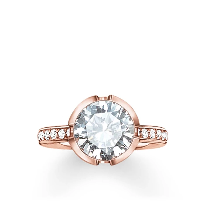 Γυναικείο Δαχτυλίδι Thomas Sabo 2037-416-1454 (54) από Ασήμι Pink Gold