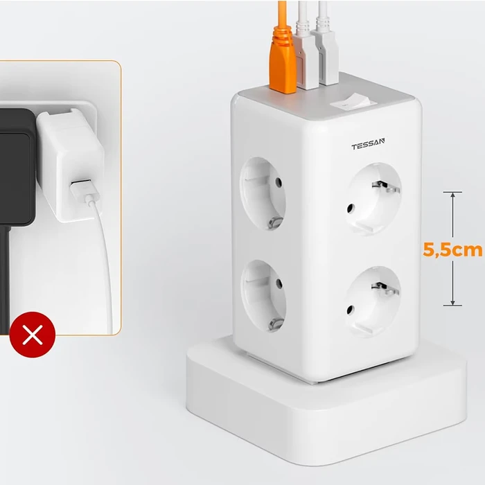 Tessan Smart Πολύπριζο 6 Θέσεων με Καλώδιο 2m TS-306TS-C