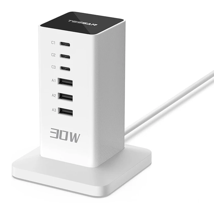 Tessan Smart Πολύπριζο 6 Θέσεων με 3 USB-A, 3 USB-C και Καλώδιο 2m (TS-CS04)