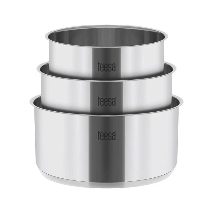 Teesa Cook Expert Single Hand Stainless Steel Cookware Set with Removable Handle (3 pcs)