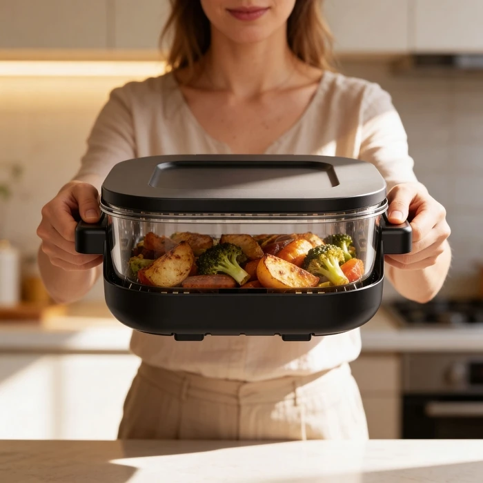 Teesa Glass Air Fryer 4L + 1.5L 1500W (TSA8090)