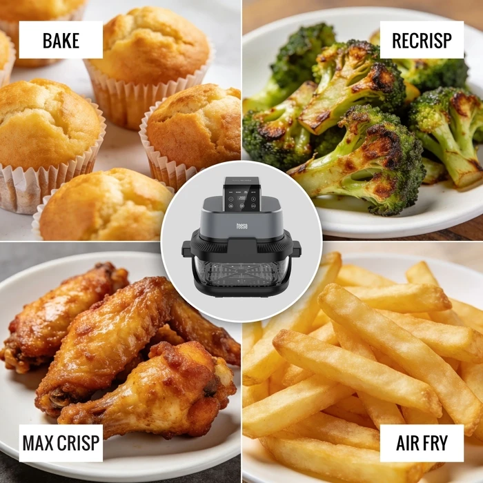 Teesa Glass Air Fryer 4L + 1.5L 1500W (TSA8090)