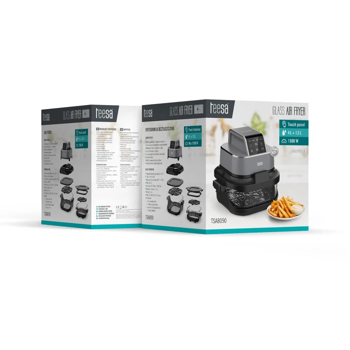 Teesa Glass Air Fryer 4L + 1.5L 1500W (TSA8090)