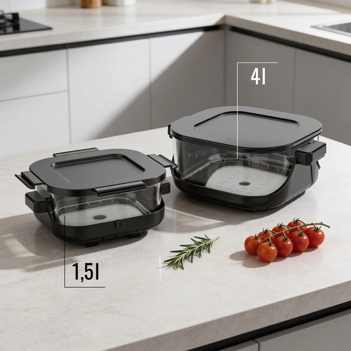 Teesa Glass Air Fryer 4L + 1.5L 1500W (TSA8090)