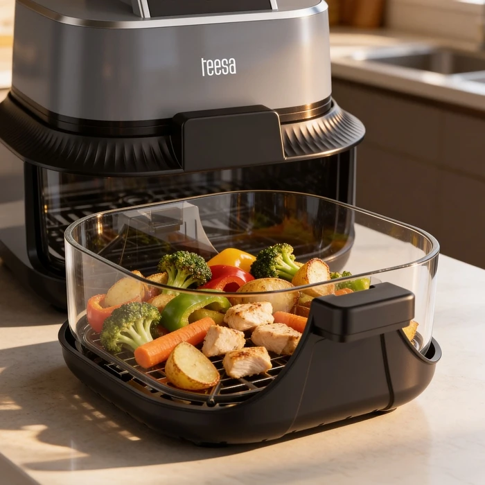 Teesa Glass Air Fryer 4L + 1.5L 1500W (TSA8090)