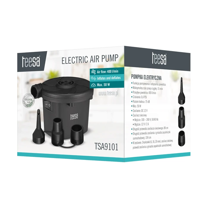 Teesa Electric Air Pump for Inflation & Deflation 12V & 230V (TSA9101)