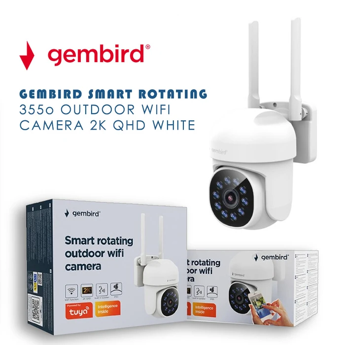 Κάμερα IP Gembird Smart Rotating 355o Outdoor 2k Qhd White