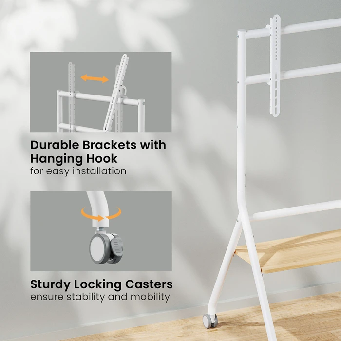 Βάση Τηλεόρασης Brateck Δαπέδου Ttf13E-46Fw Για 37-86" Έως 80Kg, Με Ράφι & Ροδάκια