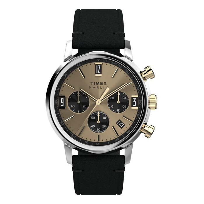 Timex Men's Analog Quartz Watch 43mm Brown Dial Black Leather Strap TW2W60300A