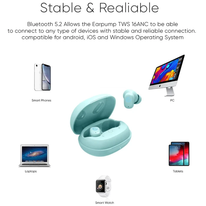 Bluetooth Handsfree Sonic Gear Earpump TWS 16 ANC MINT