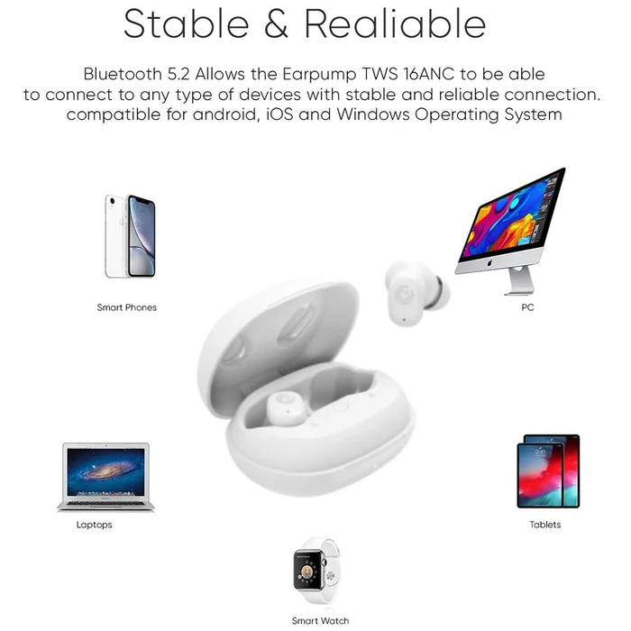 Bluetooth Handsfree Sonic Gear Earpump TWS 16 ANC White