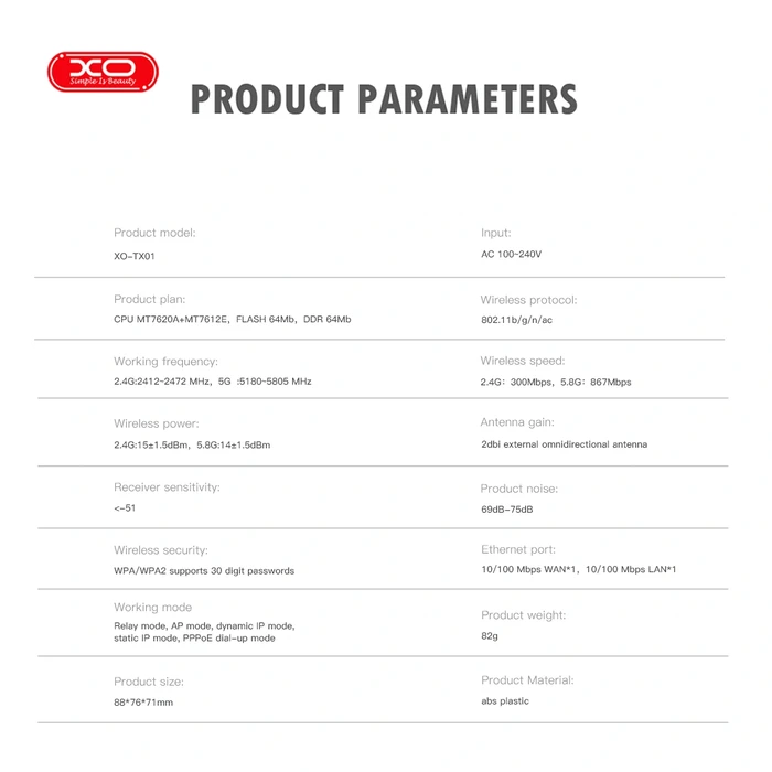 XO Router Επαναλήπτης 1200M και Router 100M 2 σε 1