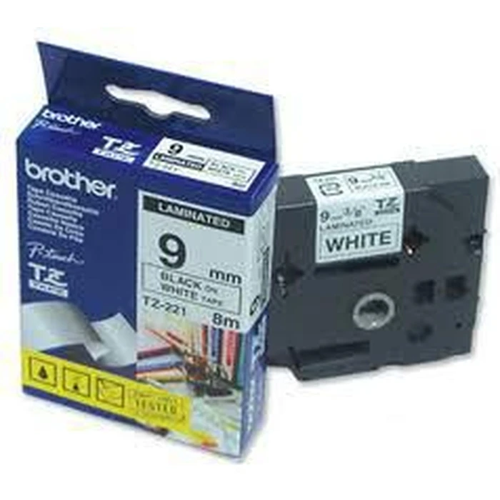 Brother P Touch Tape Black on White 9 mm TZ221