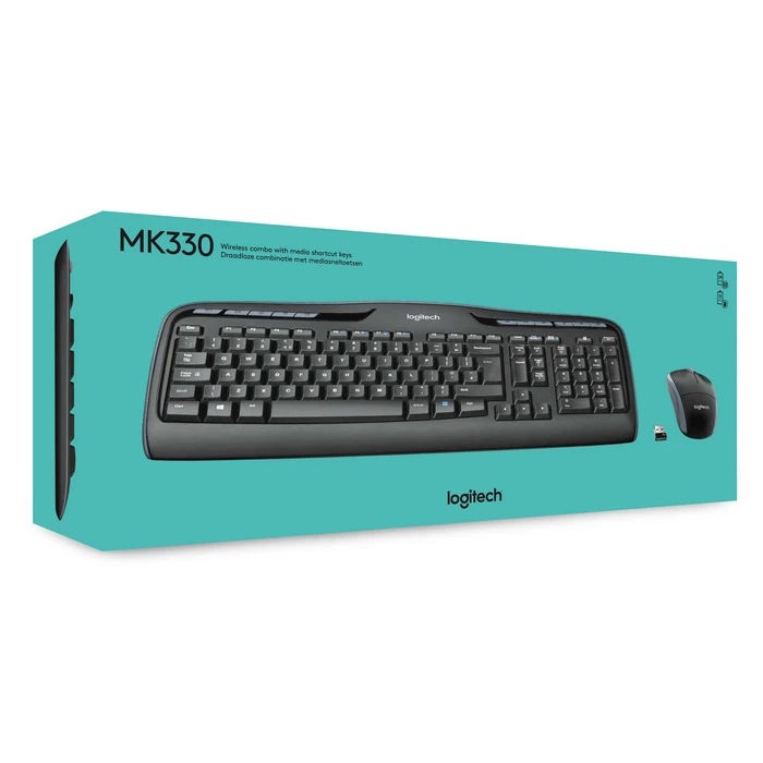 Σετ Πληκτρολόγιο Και Ποντίκι Ασύρματο Logitech MK330 RF QWERTY US International Black
