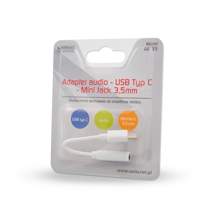 Αντάπτορας USB Savio Type 3.1 C (M) Jack 3.5mm (F) Audio adapter White AK-35