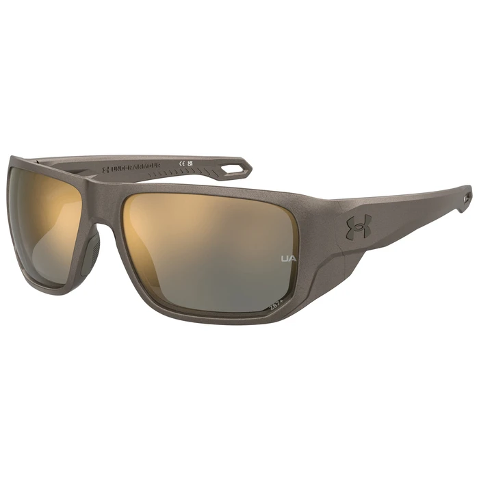 Under Armour Men's Sunglasses UAATTACKMDHKL — 60/15/125 mm — Brown Frame, Brown Lenses with Golden Mirror (Category 2, Oleophobic)