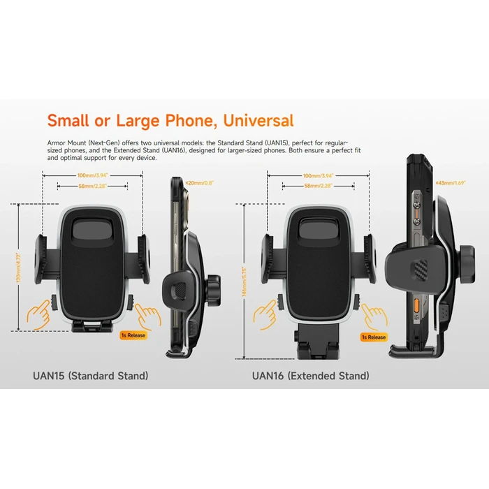Ulefone Βάση Κινητού Αυτοκινήτου με Ρυθμιζόμενα Άγκιστρα Μαύρη UAN15