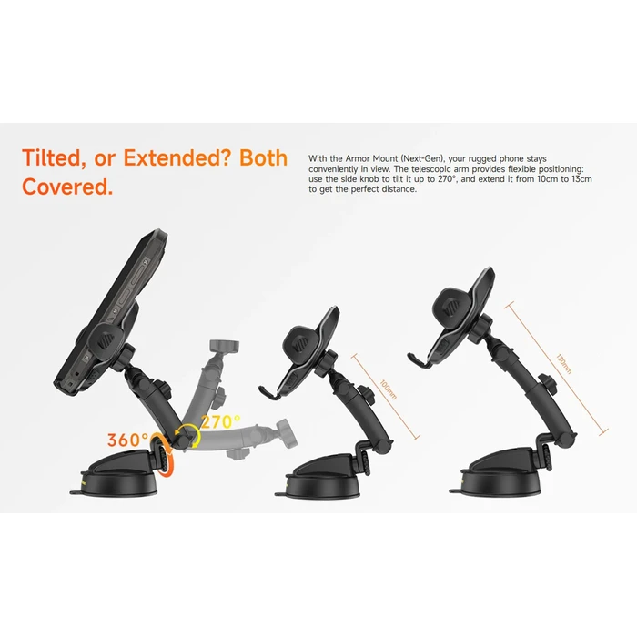 Ulefone Armor Mount Βάση Κινητού Αυτοκινήτου με Ρυθμιζόμενα Άγκιστρα Μαύρη UAN16