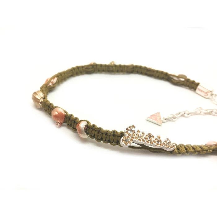 Γυναικείο Κολιέ Guess Ufn40907 (33-38cm) από Ατσάλι / Textile Green And Pink