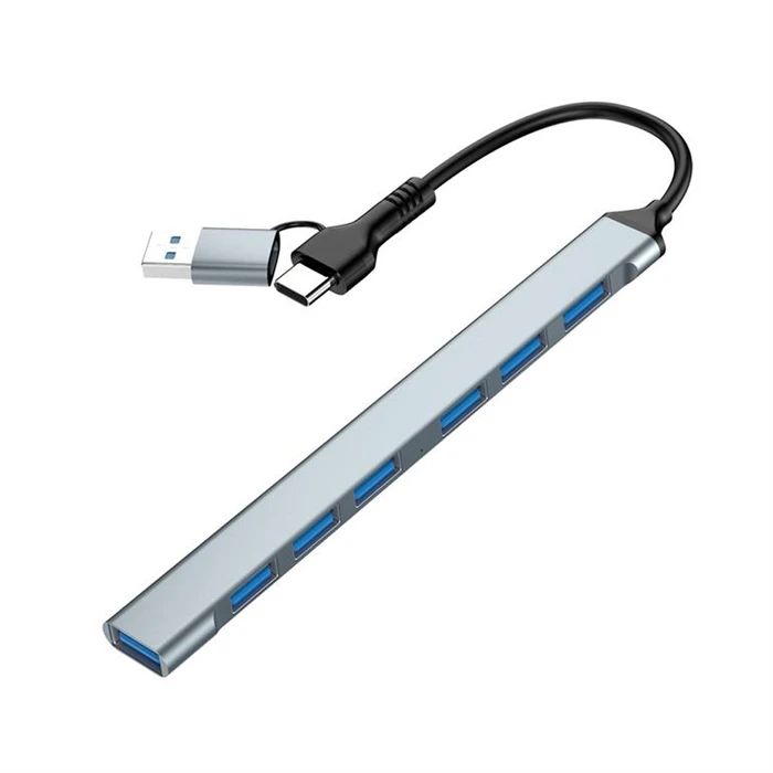 Gembird Hub 7 Θυρών USB 3.2 με σύνδεση USB-A / USB-C Ασημί UHB-ACM-U3P1U2P6-01