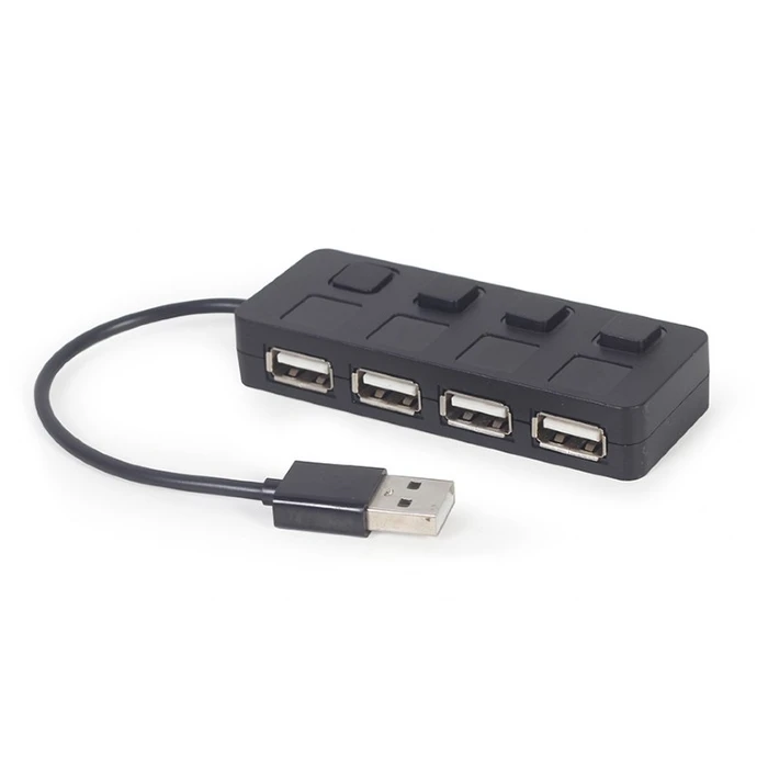 USB Hub Gembird 4-PORT USB 2.0 With SWITCHES Black