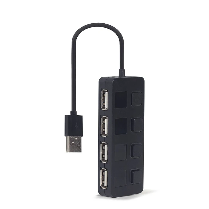 USB Hub Gembird 4-PORT USB 2.0 With SWITCHES Black