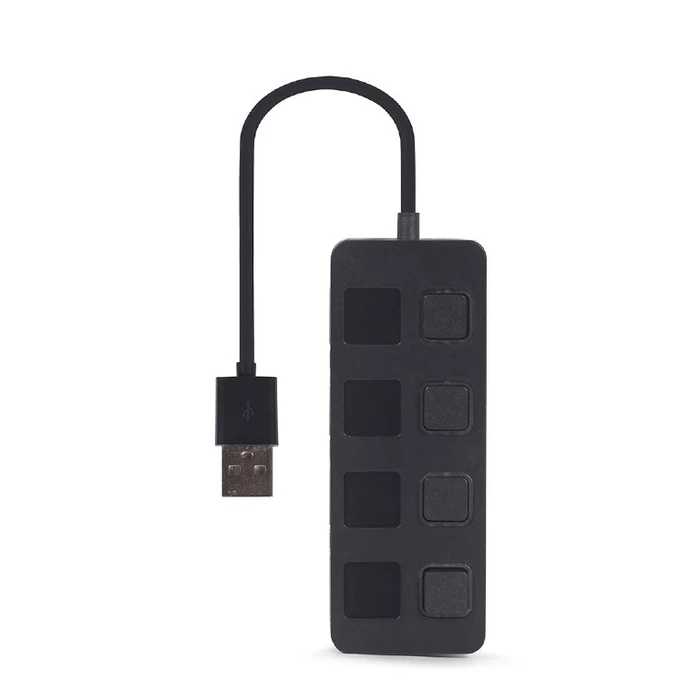 USB Hub Gembird 4-PORT USB 2.0 With SWITCHES Black