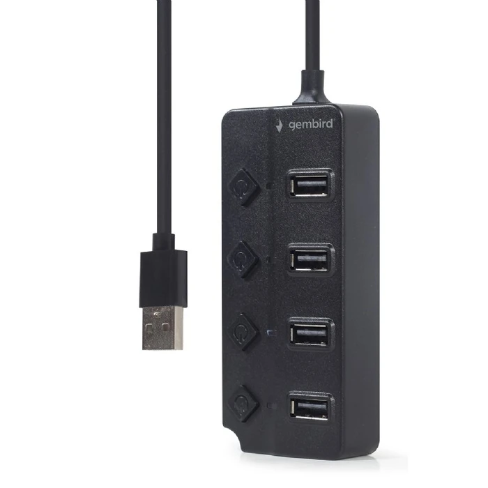 USB Hub Gembird USB 2.0 4-PORT With SWITCHES Black