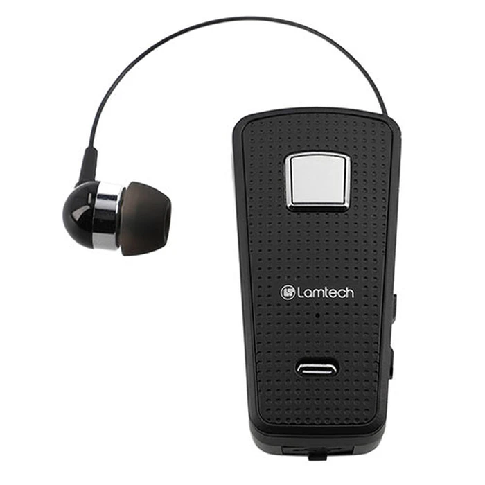 Bluetooth Handsfree Lamtech RETRACTABLE BT 5.0 CLIP ON Black (HANGING CORD)