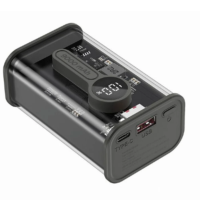 Power Bank Gembird Transparent QC3.0 QUICK Charging 9000MAH Black