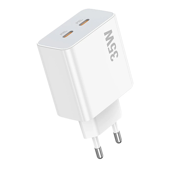 Φορτιστής Πρίζας Lamtech DUAL Type-C FAST CHARGER PD35W White